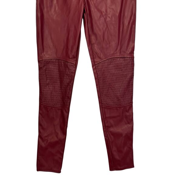 NWT Missguided Faux Leather Biker Slim Leg Trouser Burgundy Red Size 4 - Picture 4 of 9